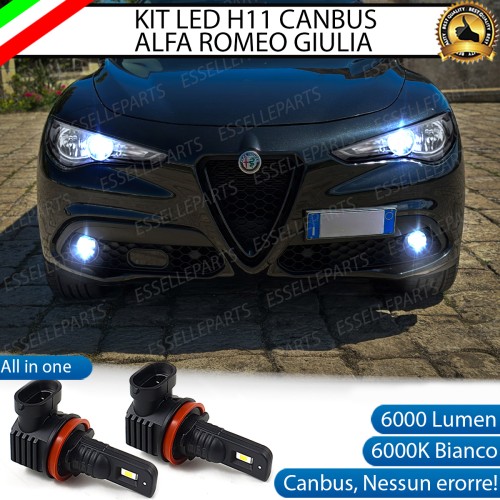 Kit Full LED H11 6000 LUMEN Canbus 6000K Bianco Fendinebbia Alfa Romeo Giulia