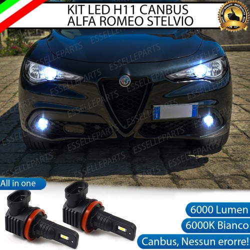 Kit Full LED H11 6000 LUMEN Canbus 6000K Bianco Fendinebbia Alfa Romeo Stelvio