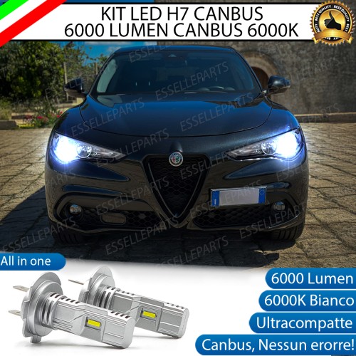 Kit Full LED Coppia H7 Ultra Compatta 6000 Lumen Anabbaglianti Per Alfa Romeo Stelvio