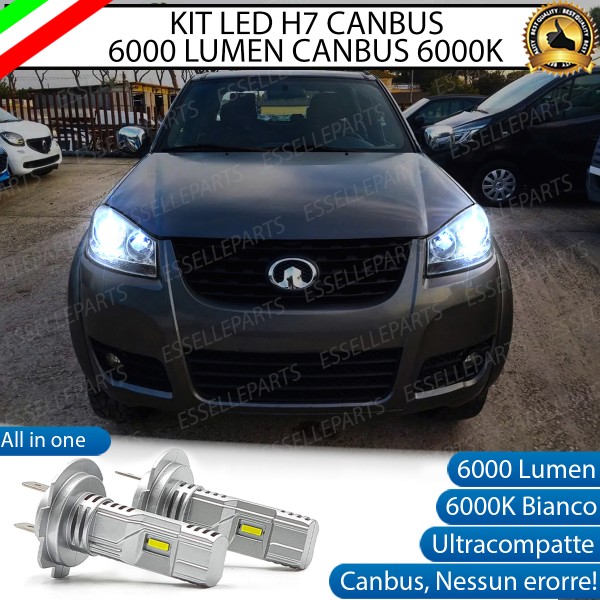 Kit Full LED Coppia H7 Ultra Compatta 6000 Lumen Anabbaglianti Per Great Wall Steed 5