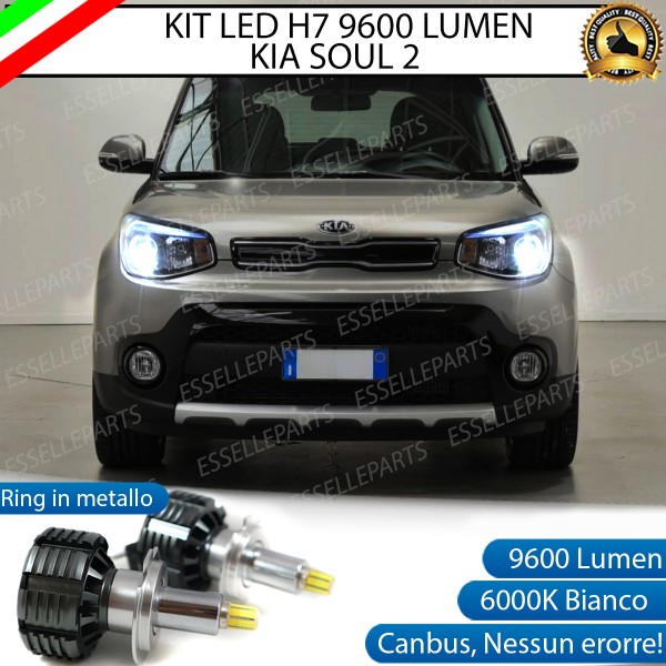 Kit Full LED H7 9600 Lumen 6000K bianco Anabbaglianti Kia Soul 2 con fari lenticolari