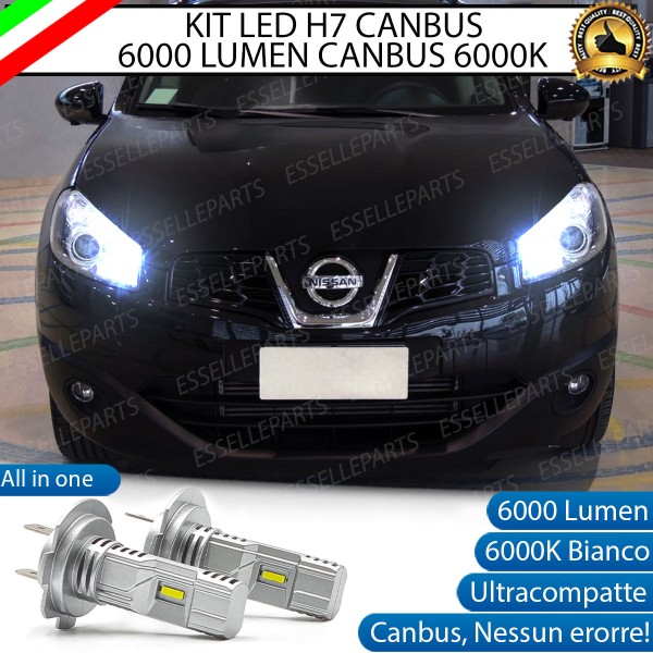 Kit Full LED Coppia H7 Ultra Compatta 6000 Lumen Abbaglianti Per NISSAN QASHQAI J10 RESTYLING