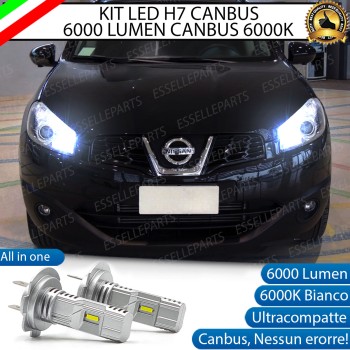 Kit Full LED Coppia H7 Ultra Compatta 6000 Lumen Abbaglianti Per NISSAN QASHQAI J10 RESTYLING