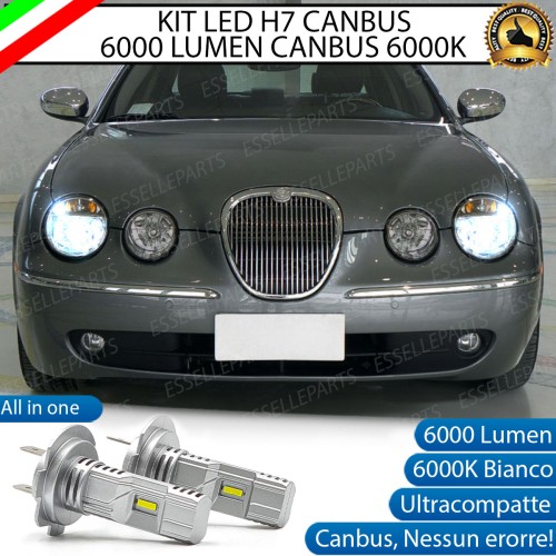 Kit Full LED Coppia H7 Ultra Compatta 6000 Lumen Anabbaglianti Per JAGUAR S-TYPE