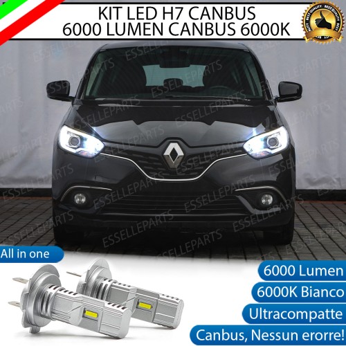 Kit Full LED Coppia H7 Ultra Compatta 6000 Lumen Abbaglianti Per Renault Scenic 4