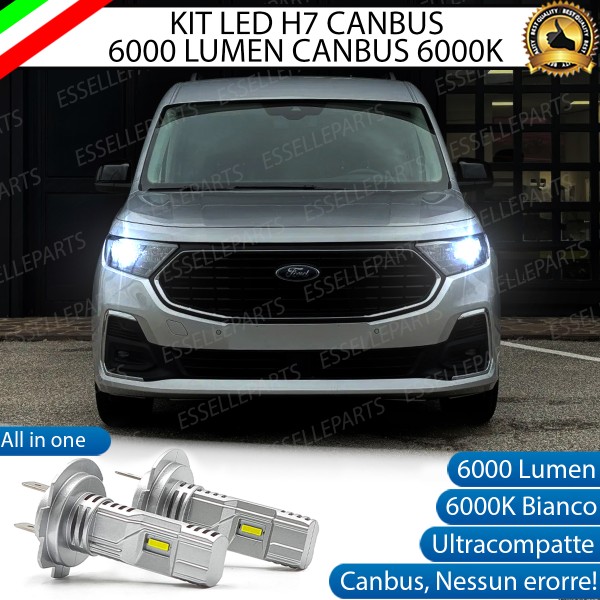 Kit Full LED Coppia H7 Ultra Compatta 6000 Lumen Anabbaglianti Per FORD TOURNEO CONNECT 3