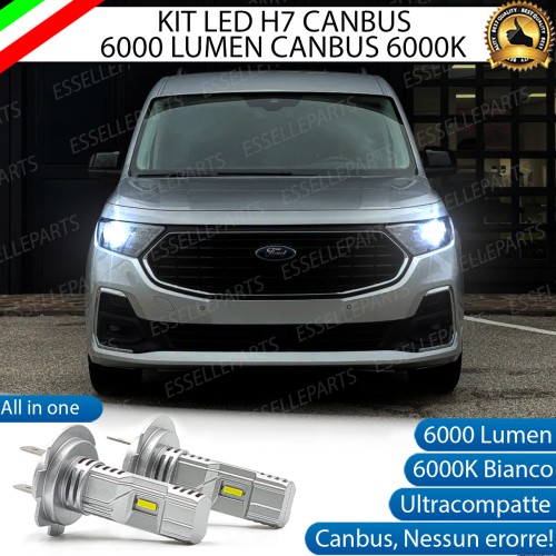 Kit Full LED Coppia H7 Ultra Compatta 6000 Lumen Anabbaglianti Per FORD TRANSIT CONNECT 3
