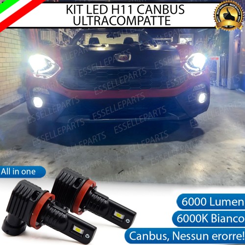 Kit Full LED H11 6000 LUMEN Canbus 6000K Bianco Fendinebbia Fiat 124 spider