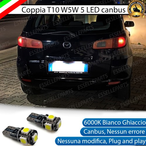 Coppia Lampade T10 W5W 5 LED canbus per luci Targa per Mazda 2 I