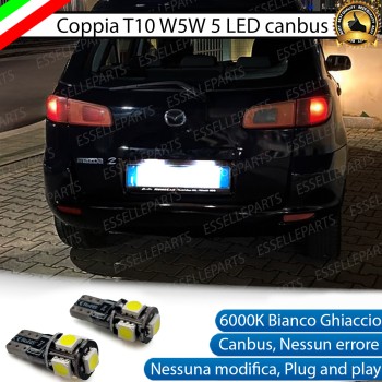 Coppia Lampade T10 W5W 5 LED canbus per luci Targa per Mazda 2 I