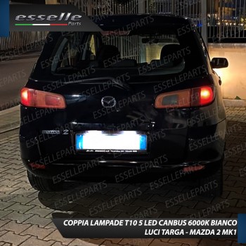 Coppia Lampade T10 W5W 5 LED canbus per luci Targa per Mazda 2 I