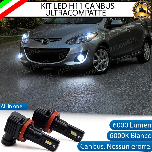 Kit Full LED H11 6000 LUMEN Canbus 6000K Bianco Fendinebbia Mazda 2 MK2