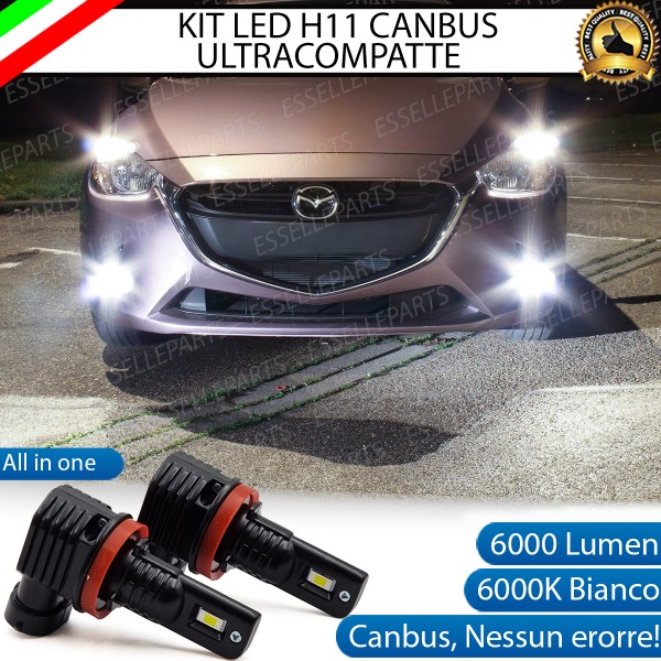 Kit Full LED H11 6000 LUMEN Canbus 6000K Bianco Fendinebbia Mazda 2 MK3
