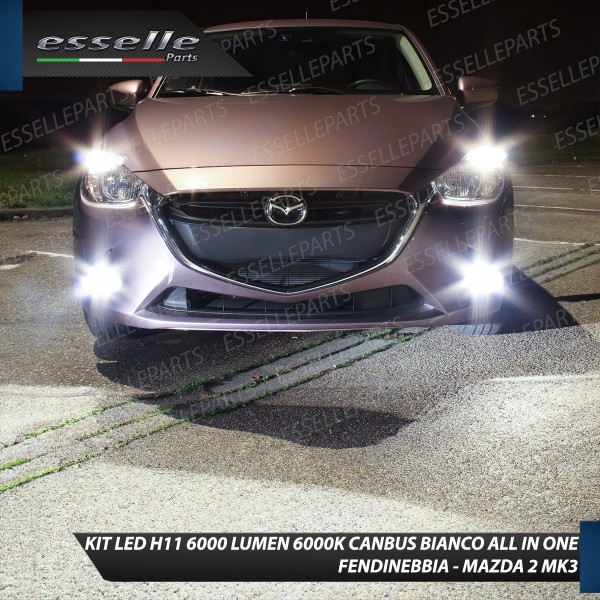 Kit Full LED H11 6000 LUMEN Canbus 6000K Bianco Fendinebbia Mazda 2 MK3
