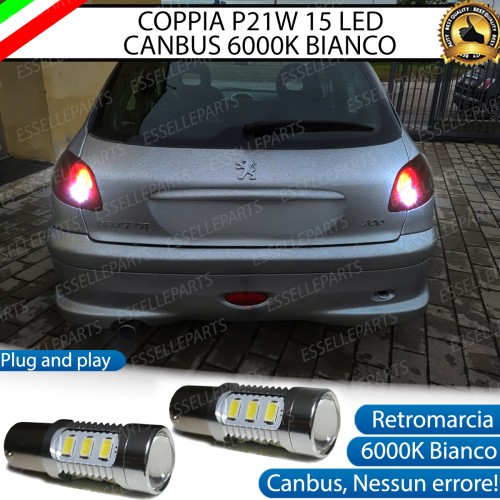 Coppia Lampade LED Retromarcia Da 15 LED Canbus 6000K con lente frontale Peugeot 206