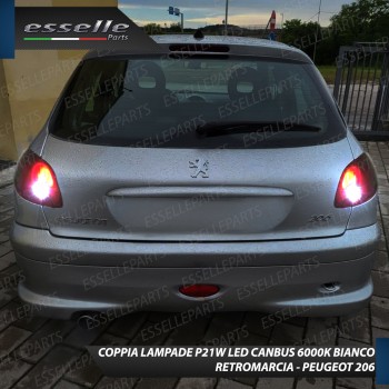 Coppia Lampade LED Retromarcia Da 15 LED Canbus 6000K con lente frontale Peugeot 206