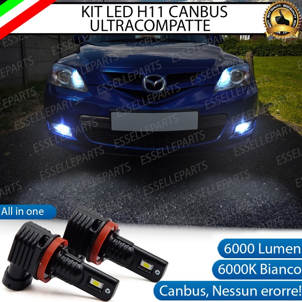 Kit Full LED H11 6000 LUMEN Canbus 6000K Bianco Fendinebbia Mazda 3 MK1