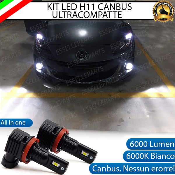 Kit Full LED H11 6000 LUMEN Canbus 6000K Bianco Fendinebbia Mazda 3 MK2
