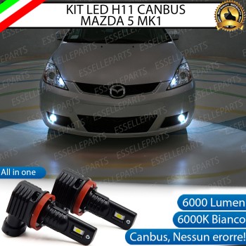 Kit Full LED H11 6000 LUMEN Canbus 6000K Bianco Fendinebbia Mazda 5 MK1