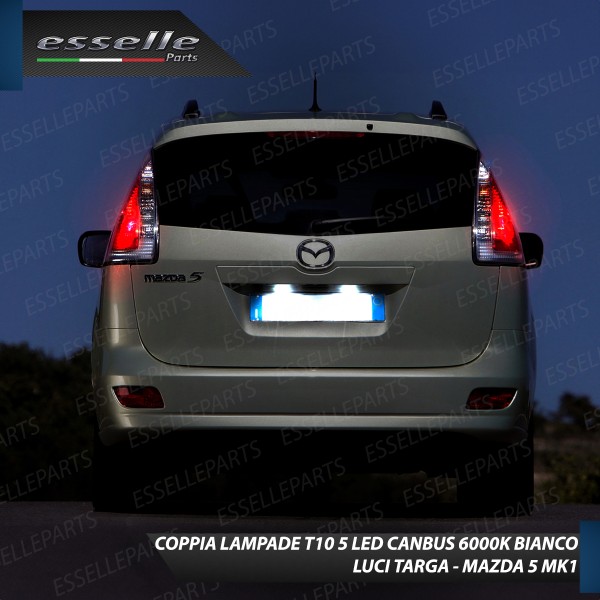Coppia Lampade T10 W5W 5 LED canbus per luci Targa per Mazda 5 I