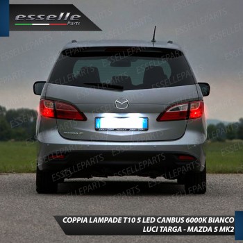 Coppia Lampade T10 W5W 5 LED canbus per luci Targa per Mazda 5 II