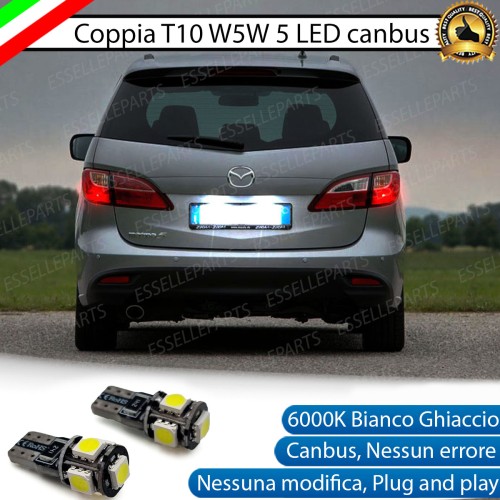 Coppia Lampade T10 W5W 5 LED canbus per luci Targa per Mazda 5 II