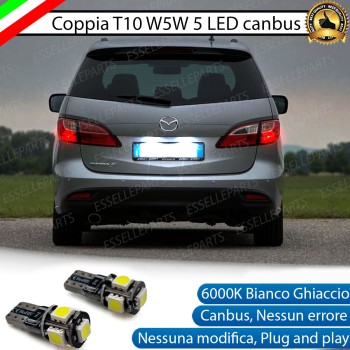 Coppia Lampade T10 W5W 5 LED canbus per luci Targa per Mazda 5 II
