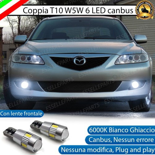 Coppia Lampade T10 W5W LED canbus con lente frontale per luci di posizione per Mazda 6 MK1