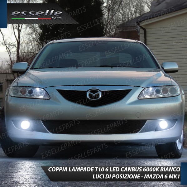 Coppia Lampade T10 W5W LED canbus con lente frontale per luci di posizione per Mazda 6 MK1