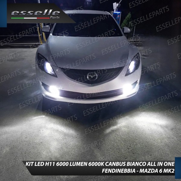 Kit Full LED H11 6000 LUMEN Canbus 6000K Bianco Fendinebbia Mazda 6 Mk2