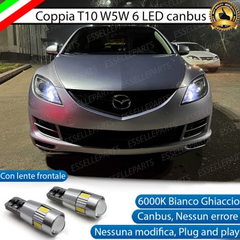Coppia Lampade T10 W5W LED canbus con lente frontale per luci di posizione per Mazda 6 MK2