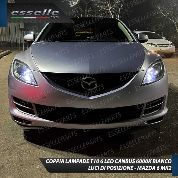 Coppia Lampade T10 W5W LED canbus con lente frontale per luci di posizione per Mazda 6 MK2