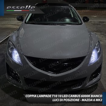 Coppia Lampade T10 W5W LED canbus con lente frontale per luci di posizione per Mazda 6 MK2