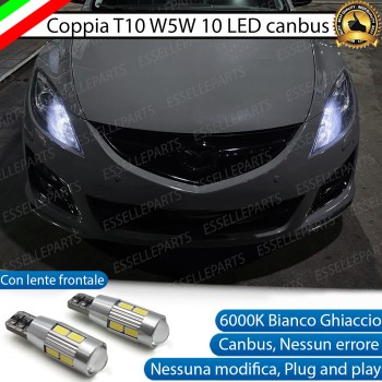 Coppia Lampade T10 W5W LED canbus con lente frontale per luci di posizione per Mazda 6 MK2