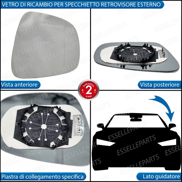 Specchietto Dr 5.0 Retrovisore Lato Guida Sinistro Termico Asferico Riscaldabile