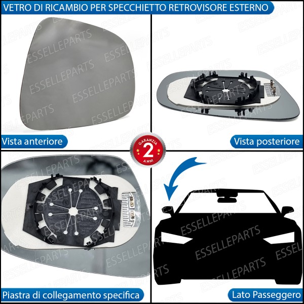 Specchietto Dacia Duster MK2 dal 2018 Retrovisore Lato Passeggero Destro Termico Riscaldabile