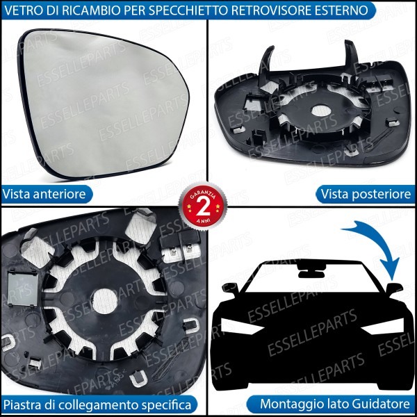 Specchietto Dacia Duster MK2 dal 2018 Retrovisore Lato Guida Sinistro Termico Riscaldabile