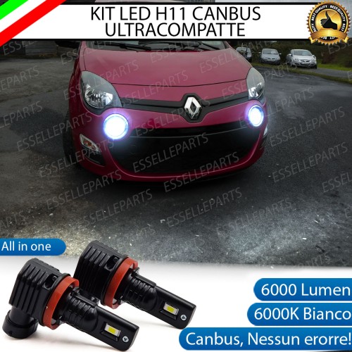 Kit Full LED H11 6000 LUMEN Canbus 6000K Bianco Fendinebbia RENAULT TWINGO MK2 RESTYLING