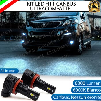 Kit Full LED H11 6000 LUMEN Canbus 6000K Bianco Fendinebbia PEUGEOT TRAVELLER