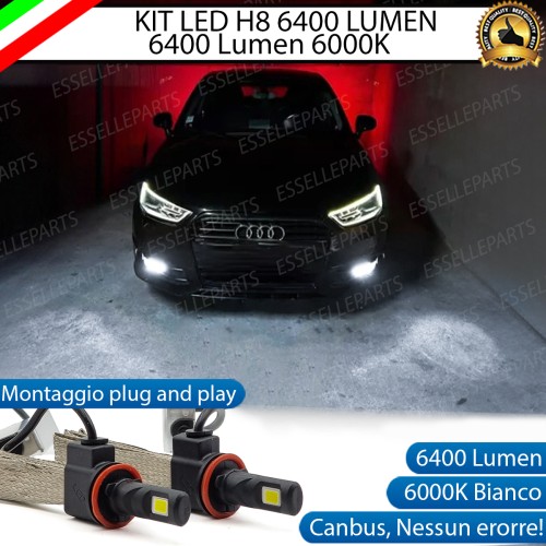 Kit Full LED H8 6400 Lumen 6000K bianco Fendinebbia AUDI A1 RESTYLING