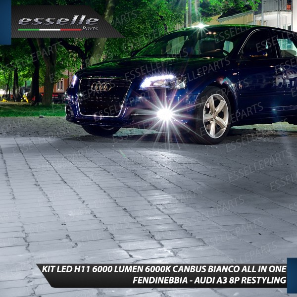 Kit Full LED H11 6000 LUMEN Canbus 6000K Bianco Fendinebbia Audi A3 8P Restyling