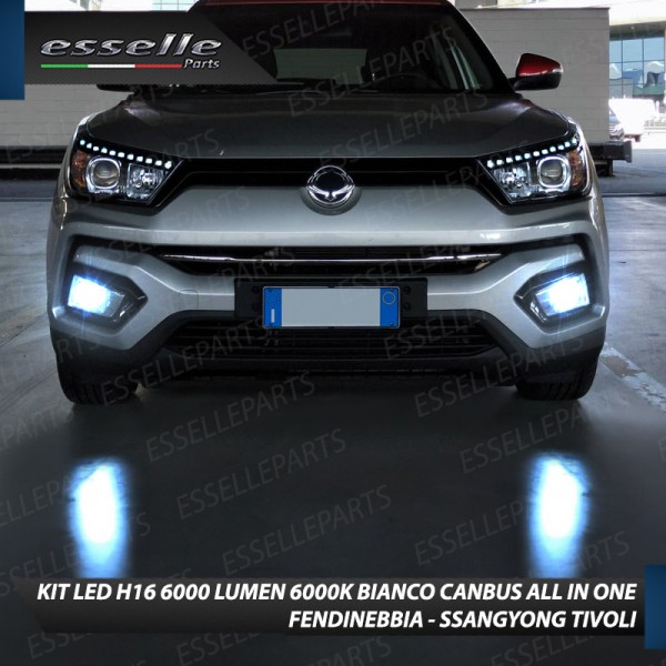Kit Full LED H16 6000 LUMEN Canbus 6000K Bianco Fendinebbia per SSANGYONG TIVOLI