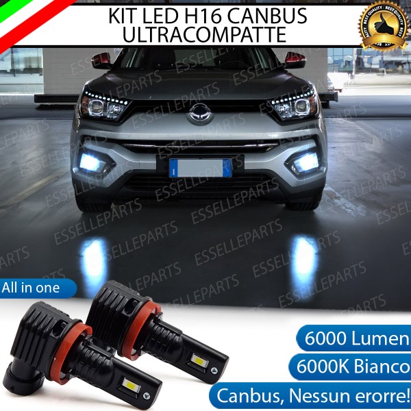 Kit Full LED H16 6000 LUMEN Canbus 6000K Bianco Fendinebbia per SSANGYONG TIVOLI