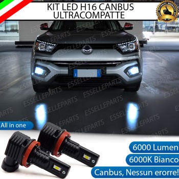 Kit Full LED H16 6000 LUMEN Canbus 6000K Bianco Fendinebbia per SSANGYONG TIVOLI