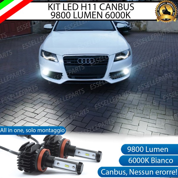 Kit Full LED Fendinebbia H11 9800 Lumen 6000K bianco per AUDI A4 B8 PRE-RESTYLING