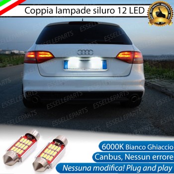 Coppia lampade siluro 12 LED Luci Targa Canbus 6000K per Audi A4 B8 Pre-Restyling