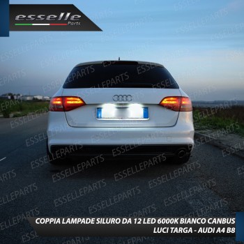 Coppia lampade siluro 12 LED Luci Targa Canbus 6000K per Audi A4 B8 Restyling