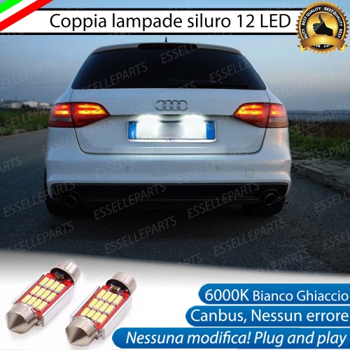Coppia lampade siluro 12 LED Luci Targa Canbus 6000K per Audi A4 B8 Restyling