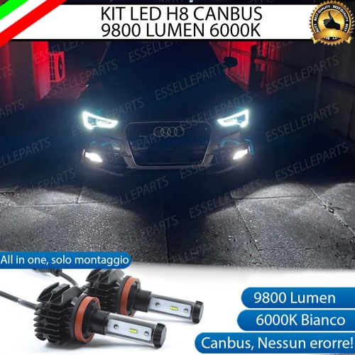 Kit Full LED H8 9800 Lumen 6000K bianco Fendinebbia Per Audi A4 B8 Restyling