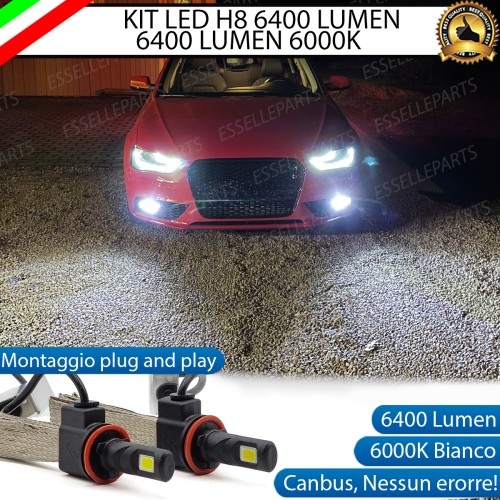 Kit Full LED H8 6400 Lumen 6000K bianco Fendinebbia Audi A4 B8 Restyling